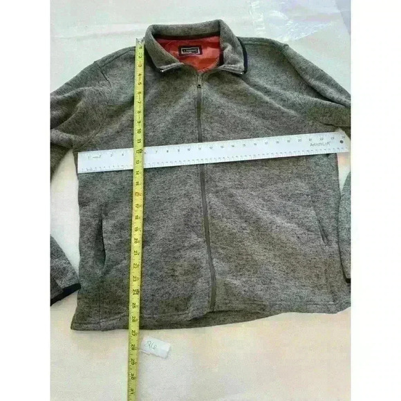 EUC J. Peterman Gray Full Zip Sweater Men’s XL Black Trim on Sleeves and Collar - Picture 6 of 8